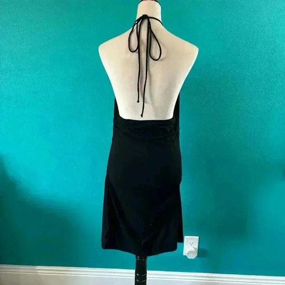 Reformation Amalia Knit Mini Dress Black Open Back Halter Neck Size L - Picture 5 of 7